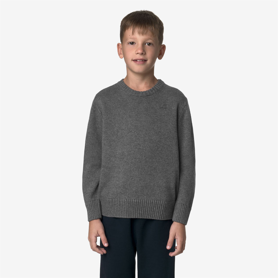 Maglione unisex in cotone e cashmere per bambini, grigio fumé main