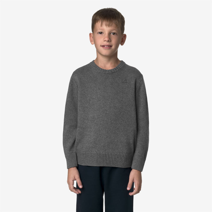 Maglione unisex in cotone e cashmere per bambini, grigio fumé 3