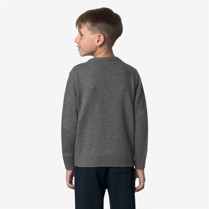Maglione unisex in cotone e cashmere per bambini, grigio fumé 5