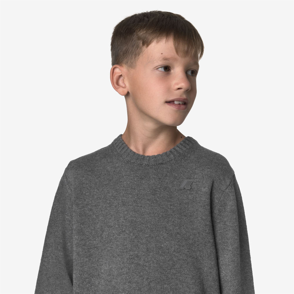 Maglione unisex in cotone e cashmere per bambini, grigio fumé 02