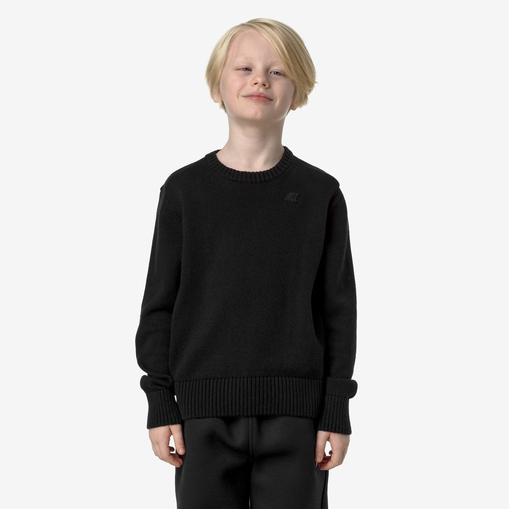 Black Grey Unisex Kids Cotton Cashmere Pullover for City Wear 02