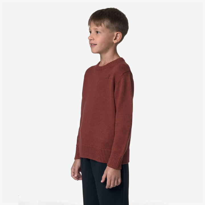 Maglione unisex in maglia di cotone e cashmere per bambini, marrone 4