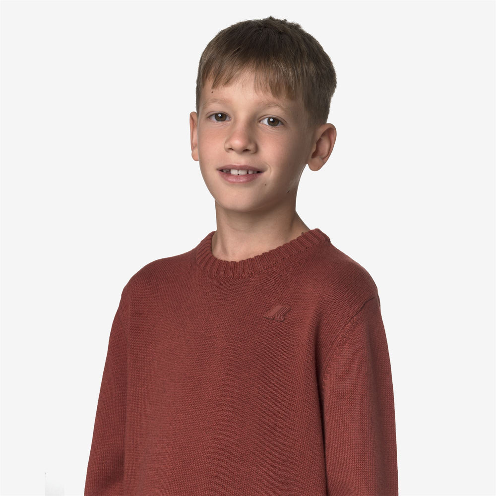 Maglione unisex in maglia di cotone e cashmere per bambini, marrone 02