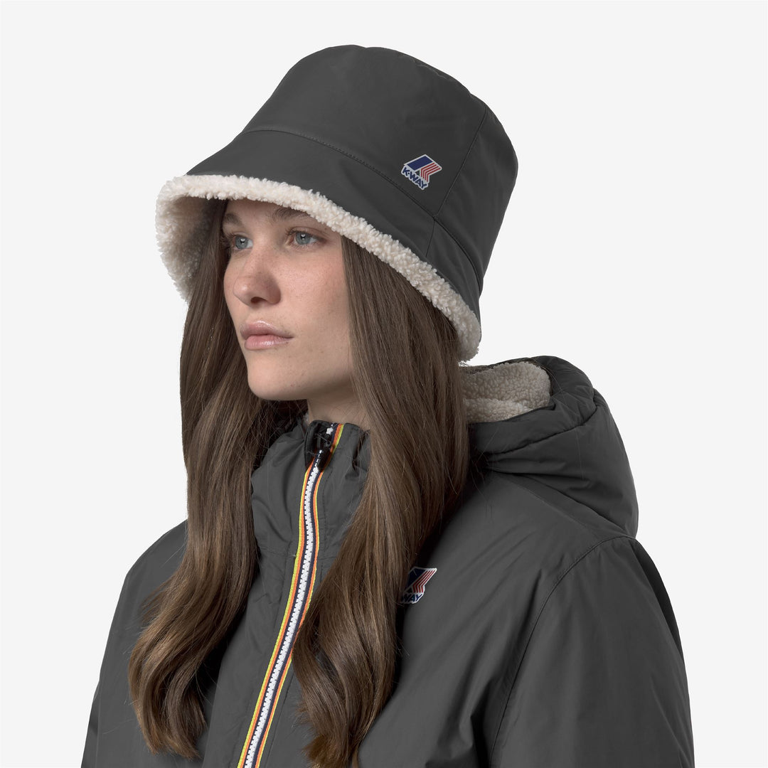 Sombrero de pescador impermeable unisex gris con forro y acolchado de sherpa main