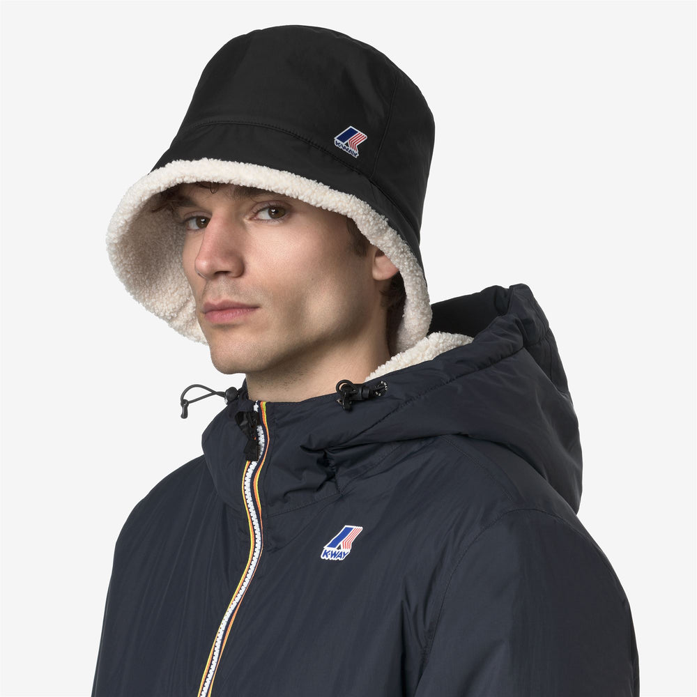 Sombrero de pescador unisex impermeable negro con forro de sherpa 02