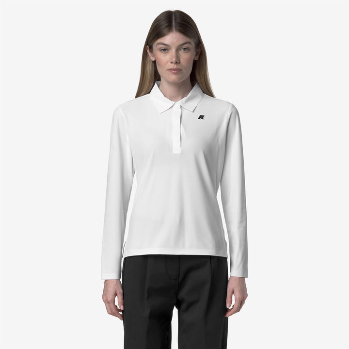 Polo de golf blanco para mujer con tejido elástico 1