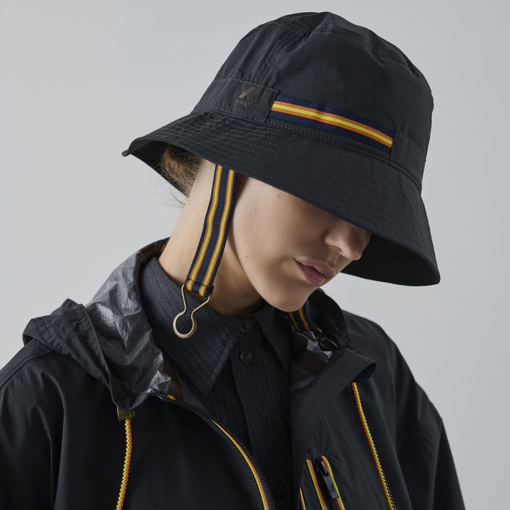 Sombrero de pescador impermeable unisex negro con cierre elástico 3