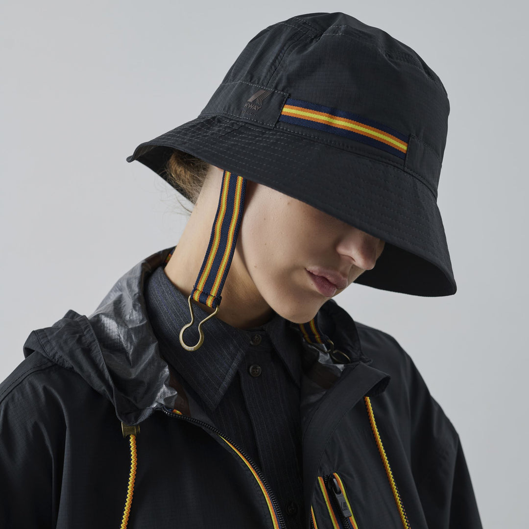 Black Unisex Waterproof Bucket Hat with Elastic Fastening 01