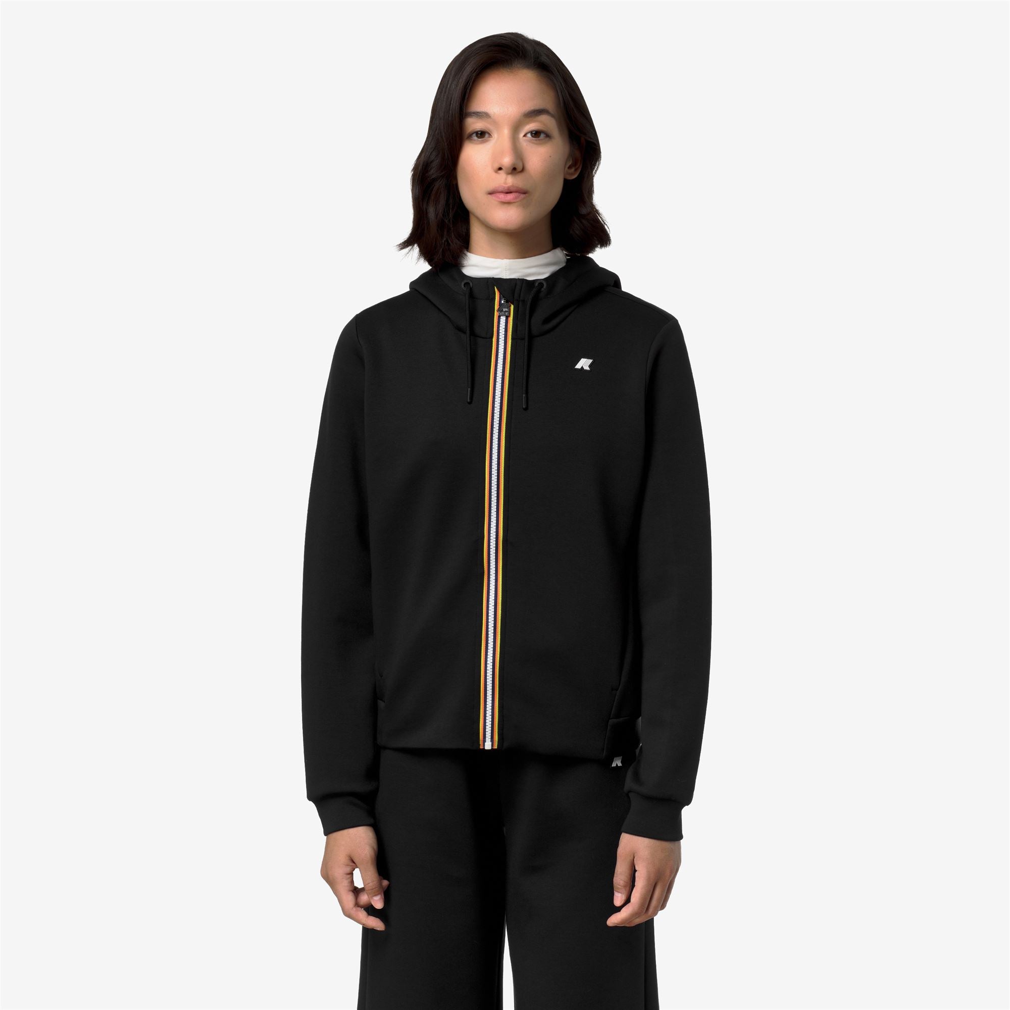 Fleece_Woman_DEVA LIGHT SPACER_Hoodie Full Zip_Black Pure - Black Pure - Commercial 4