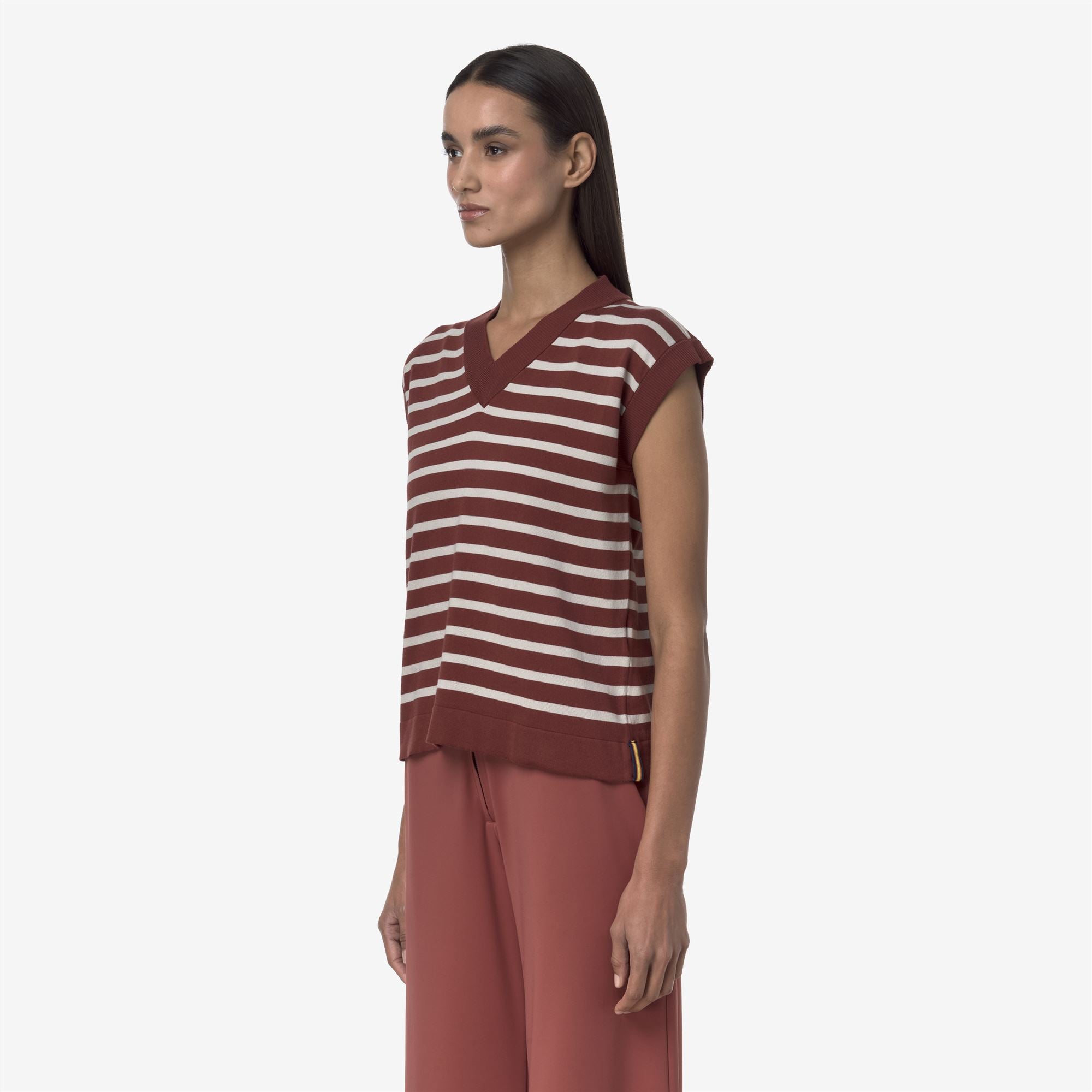 Knitwear_WOMAN_JENER STRIPES_Vest_Brown Fiery - BEIGE LT - Commercial 5
