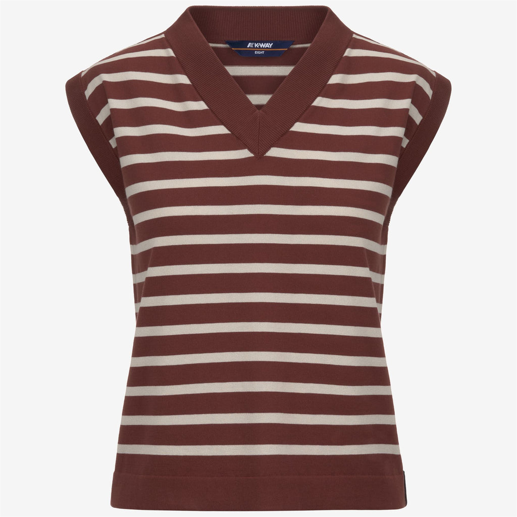 Knitwear_WOMAN_JENER STRIPES_Vest_Brown Fiery - BEIGE LT - Commercial 1