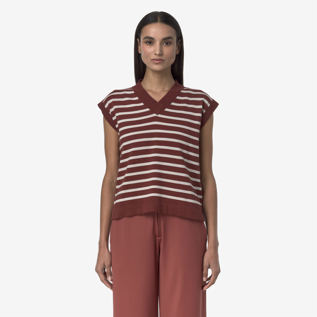 Knitwear_WOMAN_JENER STRIPES_Vest_Brown Fiery - BEIGE LT - Commercial 4