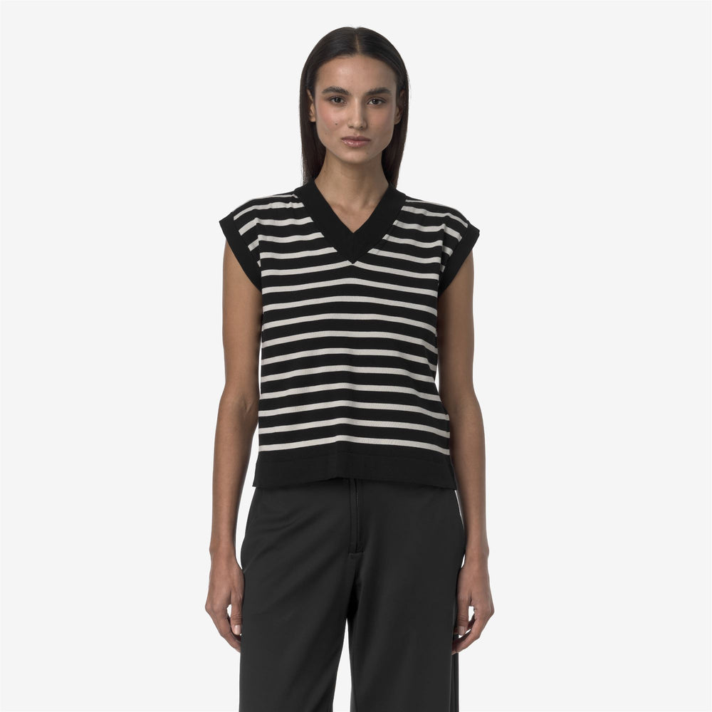 Beige grey Women's Striped Cotton Vest for City Wear 02