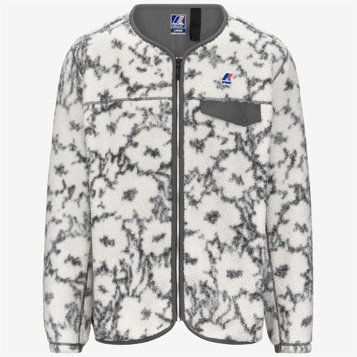 Cárdigan unisex gris floral para actividades al aire libre con cierre de cremallera 1