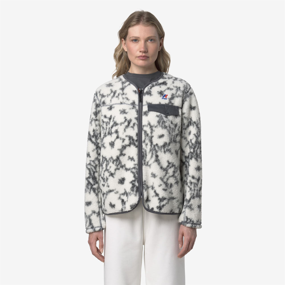 Grey floral Unisex Cardigan for Outdoor Activities with Zip Fastening 02