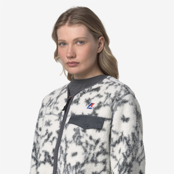 Cárdigan unisex gris floral para actividades al aire libre con cierre de cremallera 2