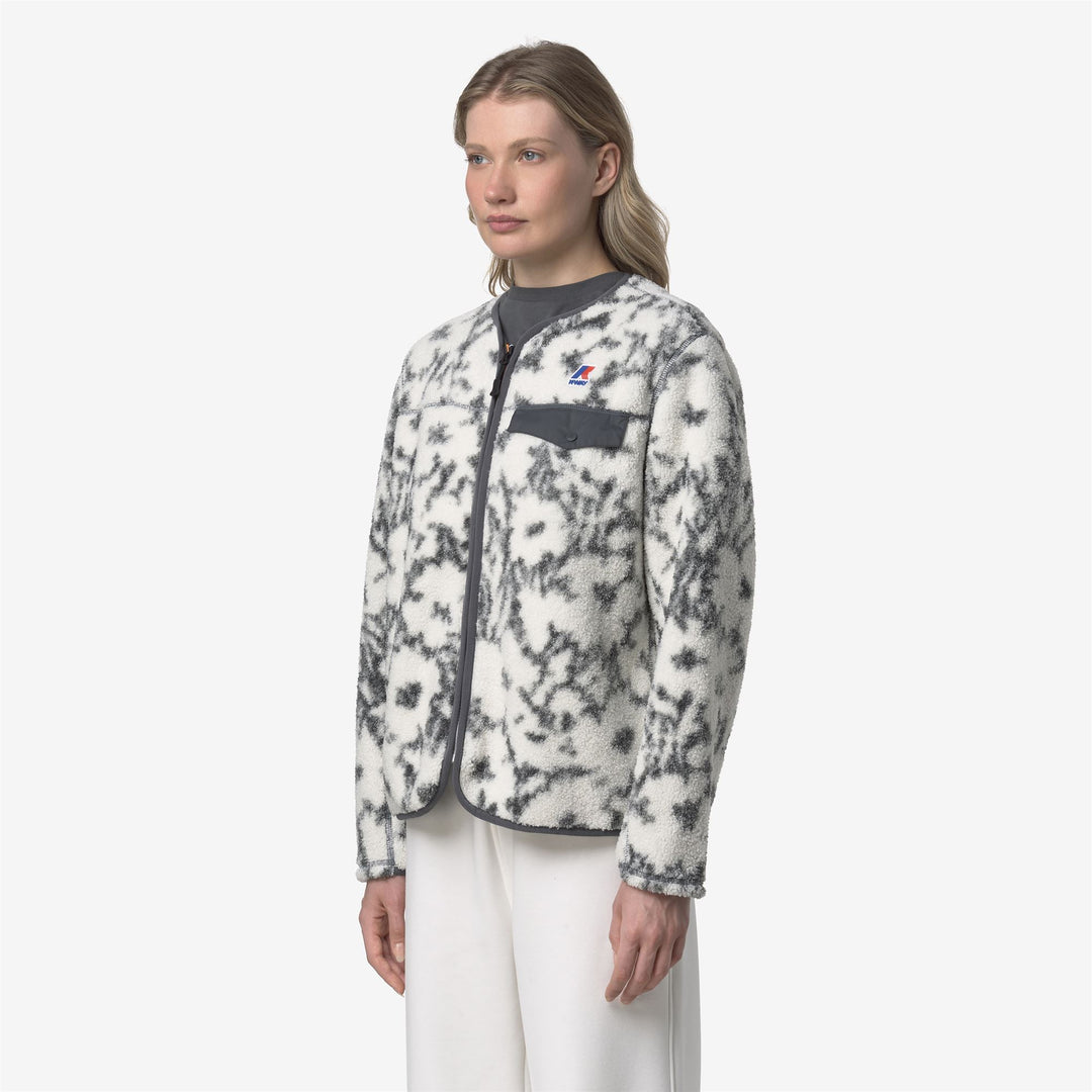 Cárdigan unisex gris floral para actividades al aire libre con cierre de cremallera main