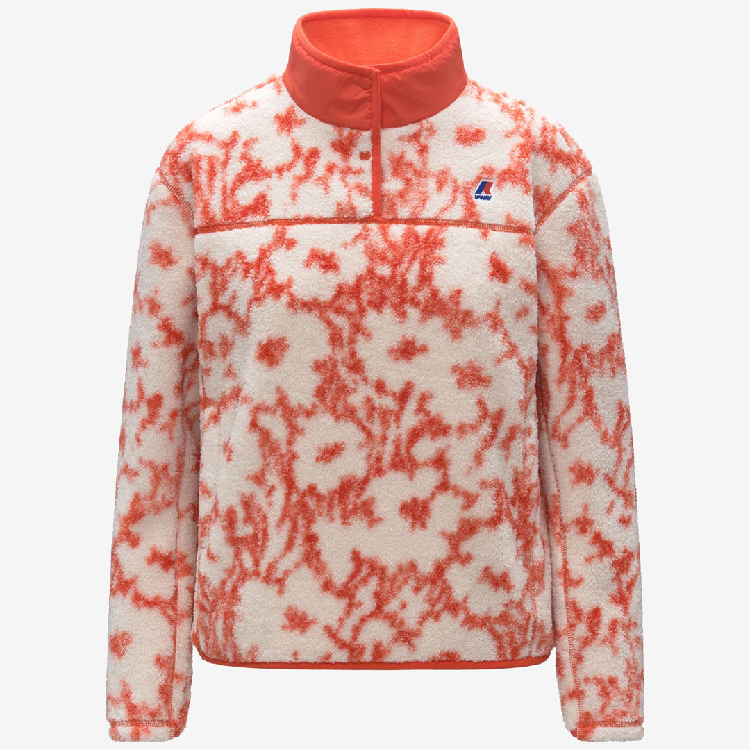 Ecru grey Women's Floral Print Fleece Pullover sweatshirt 01