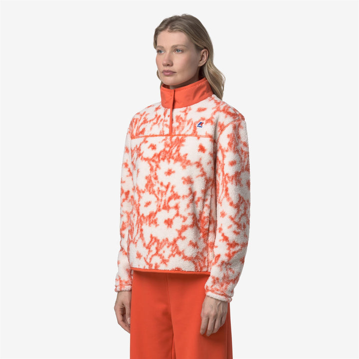 Ecru grey Women's Floral Print Fleece Pullover sweatshirt 4