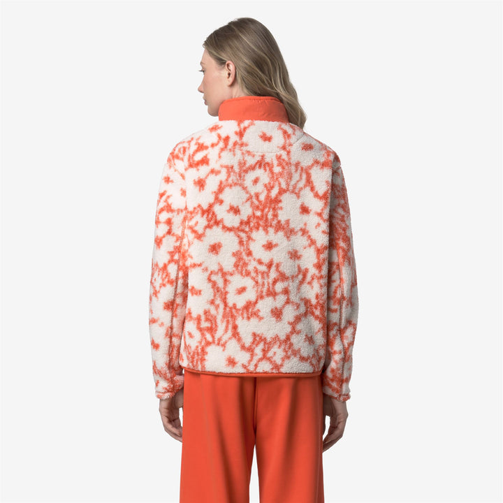 Ecru grey Women's Floral Print Fleece Pullover sweatshirt 5