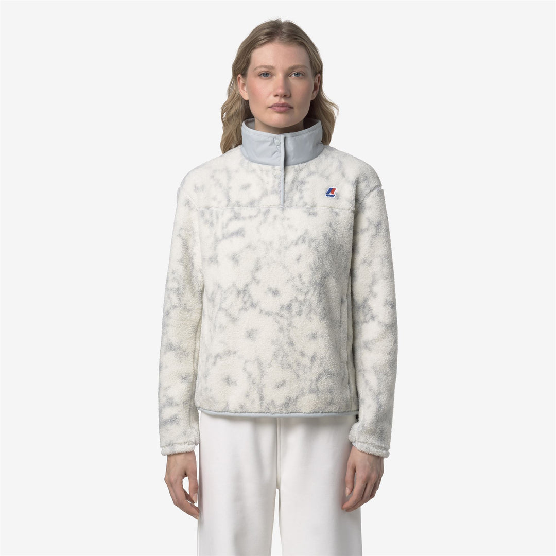 Ecru grey Women's Fleece Pullover with Floral Print main