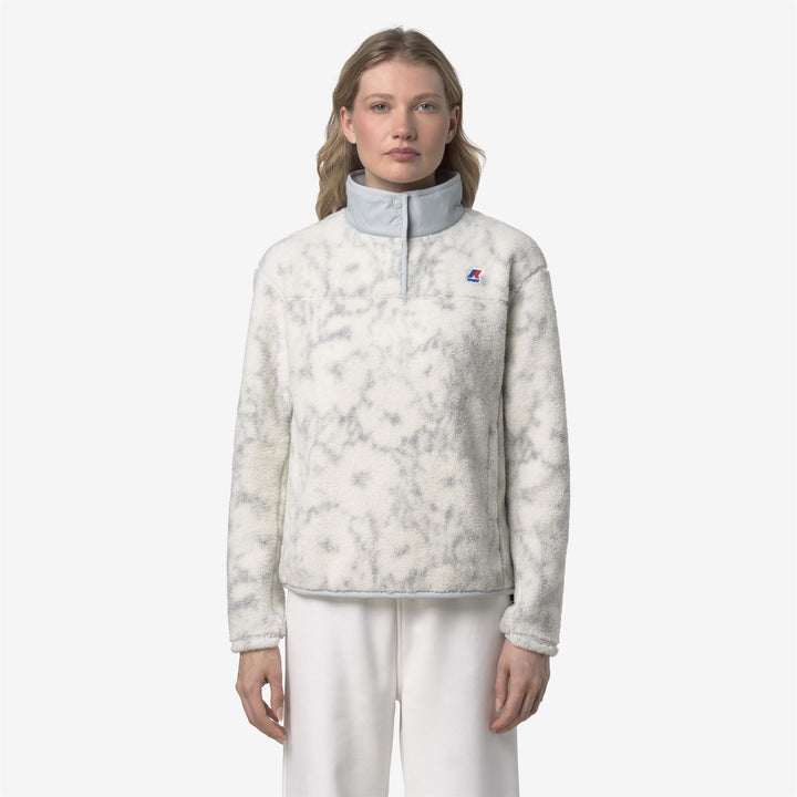 Ecru grey Women's Fleece Pullover with Floral Print 3