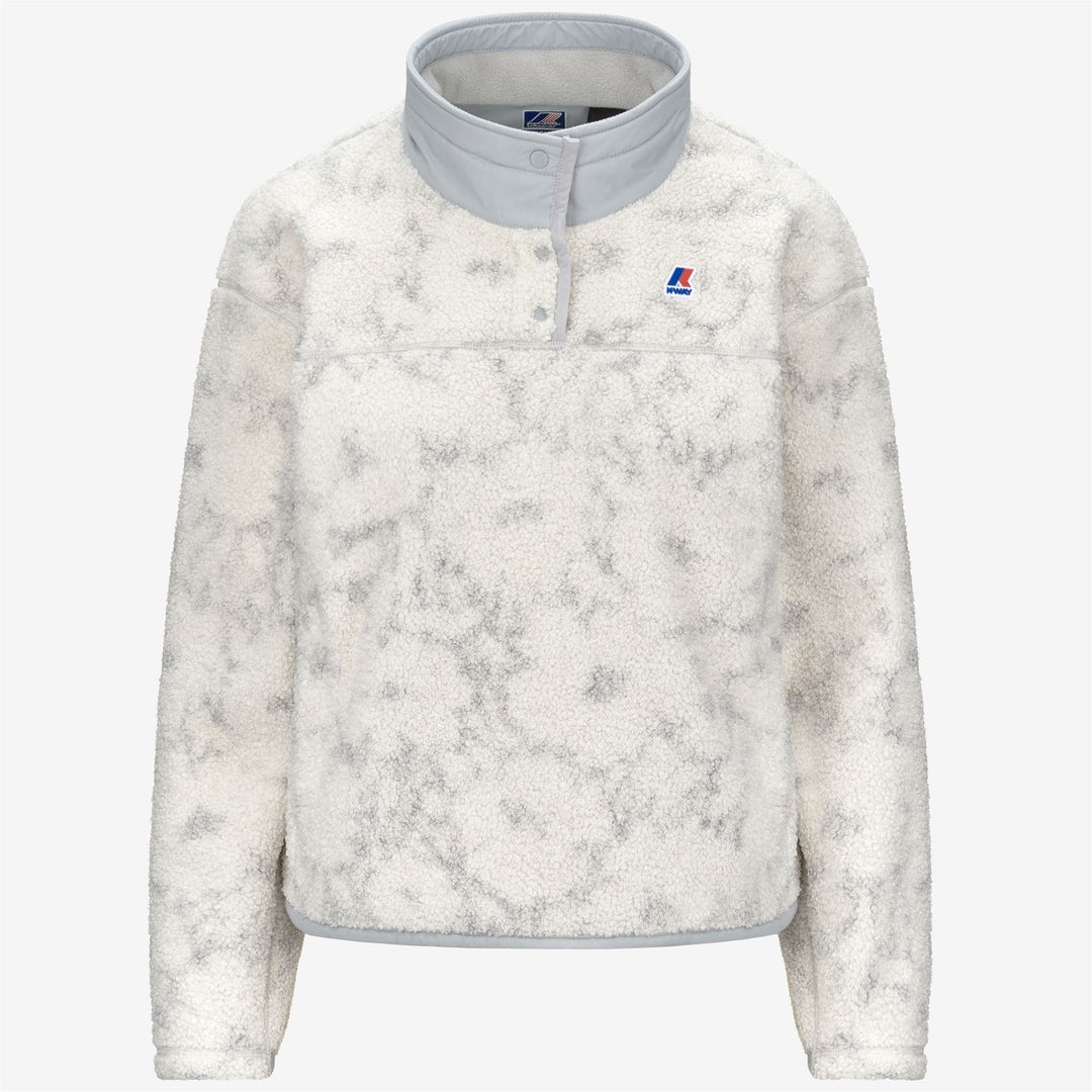 Ecru grey Women's Fleece Pullover with Floral Print 01