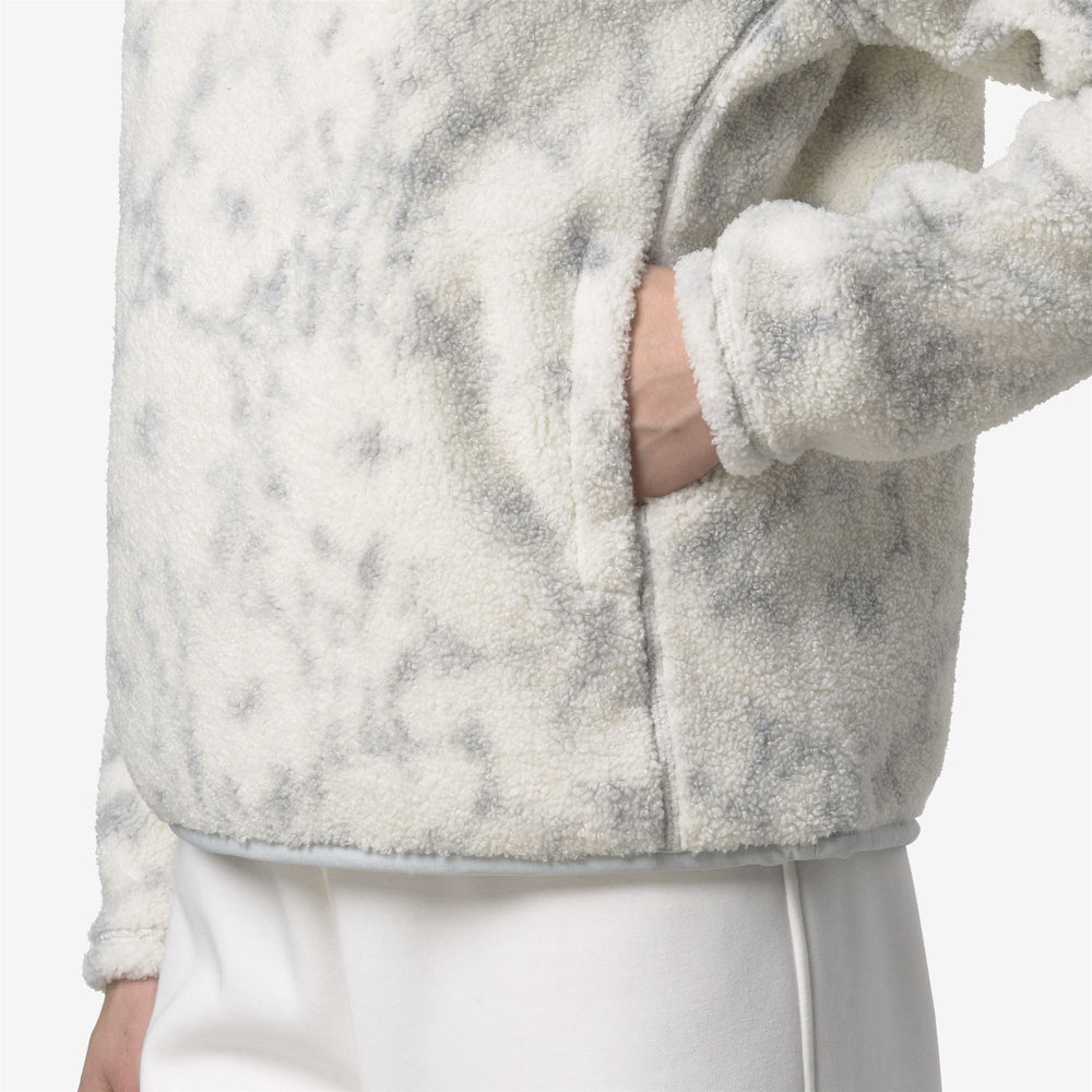 Ecru grey Women's Fleece Pullover with Floral Print 02