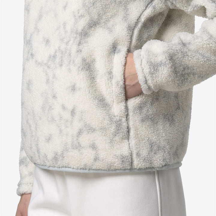 Ecru grey Women's Fleece Pullover with Floral Print 2