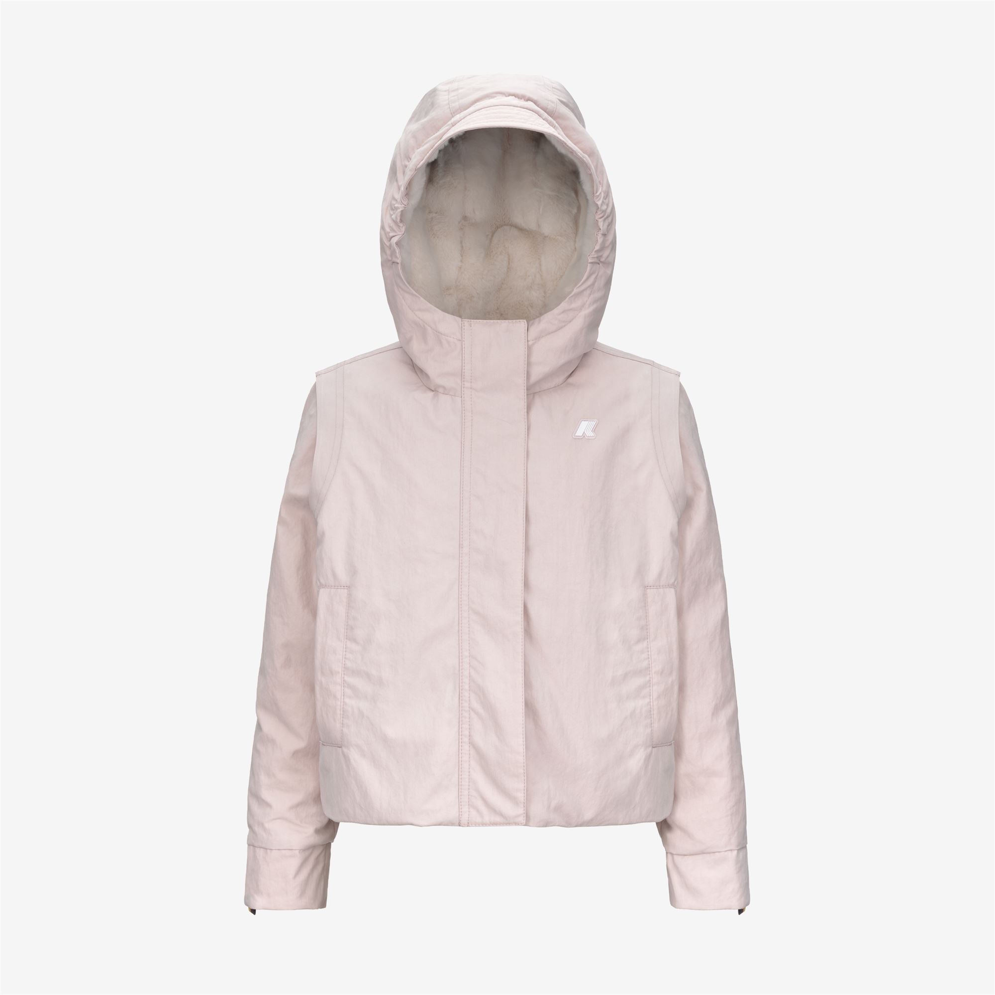 Jackets_GIRL_P. IDELLE COTTON FEEL_Short_Rose Hushed-White Fur - Black Olive - Commercial 1