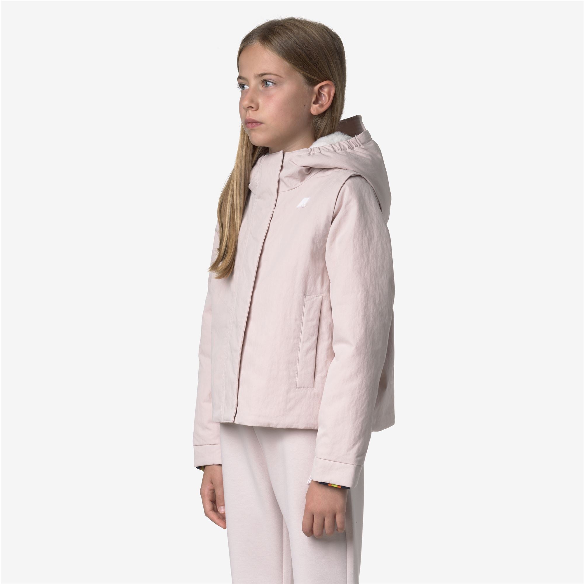 Jackets_GIRL_P. IDELLE COTTON FEEL_Short_Rose Hushed-White Fur - Black Olive - Commercial 5