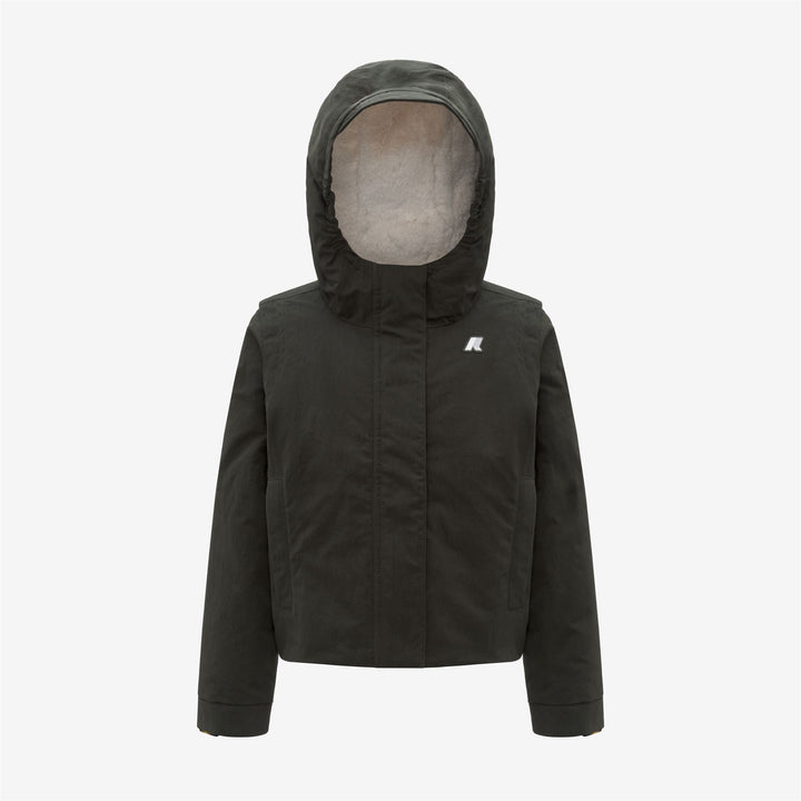 Green Black Girl's Short Jacket with Cotton Feel 1