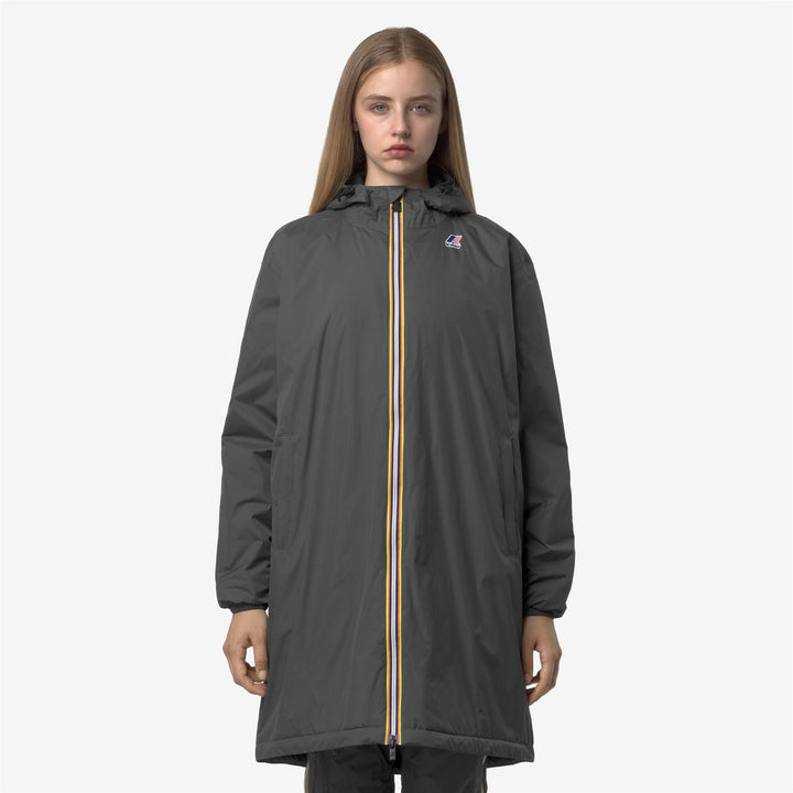 Impermeable unisex gris plegable de 3/4 de longitud con acolchado PrimaLoft 4