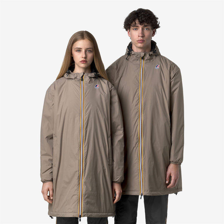 Chaqueta impermeable unisex beige de 3/4 de longitud con acolchado PrimaLoft 3