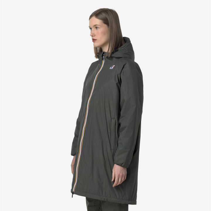 Green blackish Unisex Packable 3/4 Length Rain Jacket 3