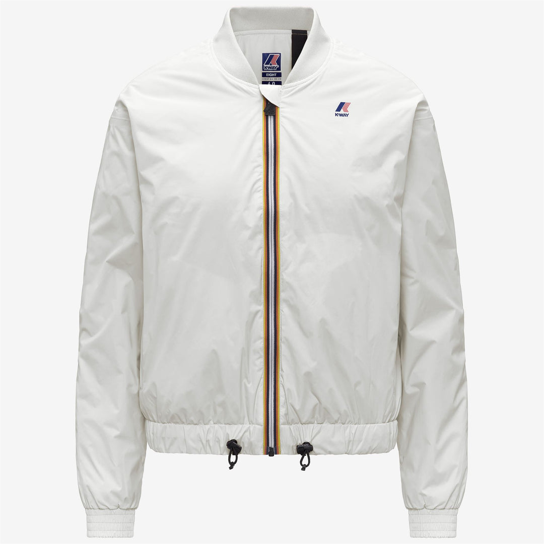 Giacca corta leggera da donna bianca con isolamento PrimaLoft 01