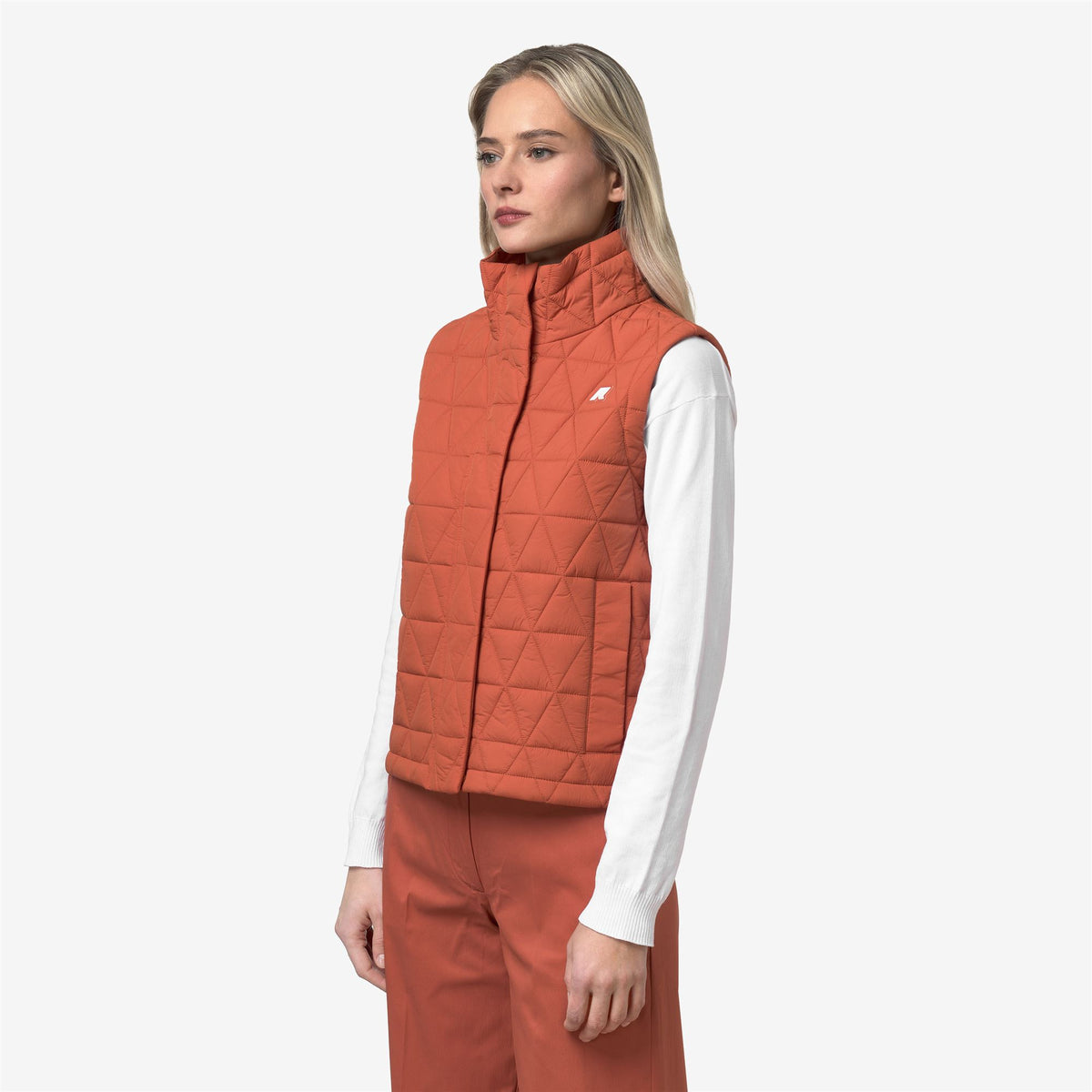 Jackets_Woman_SATINE DIAMOND QUILTED WARM_Vest_Orange Brownish - Commercial 5