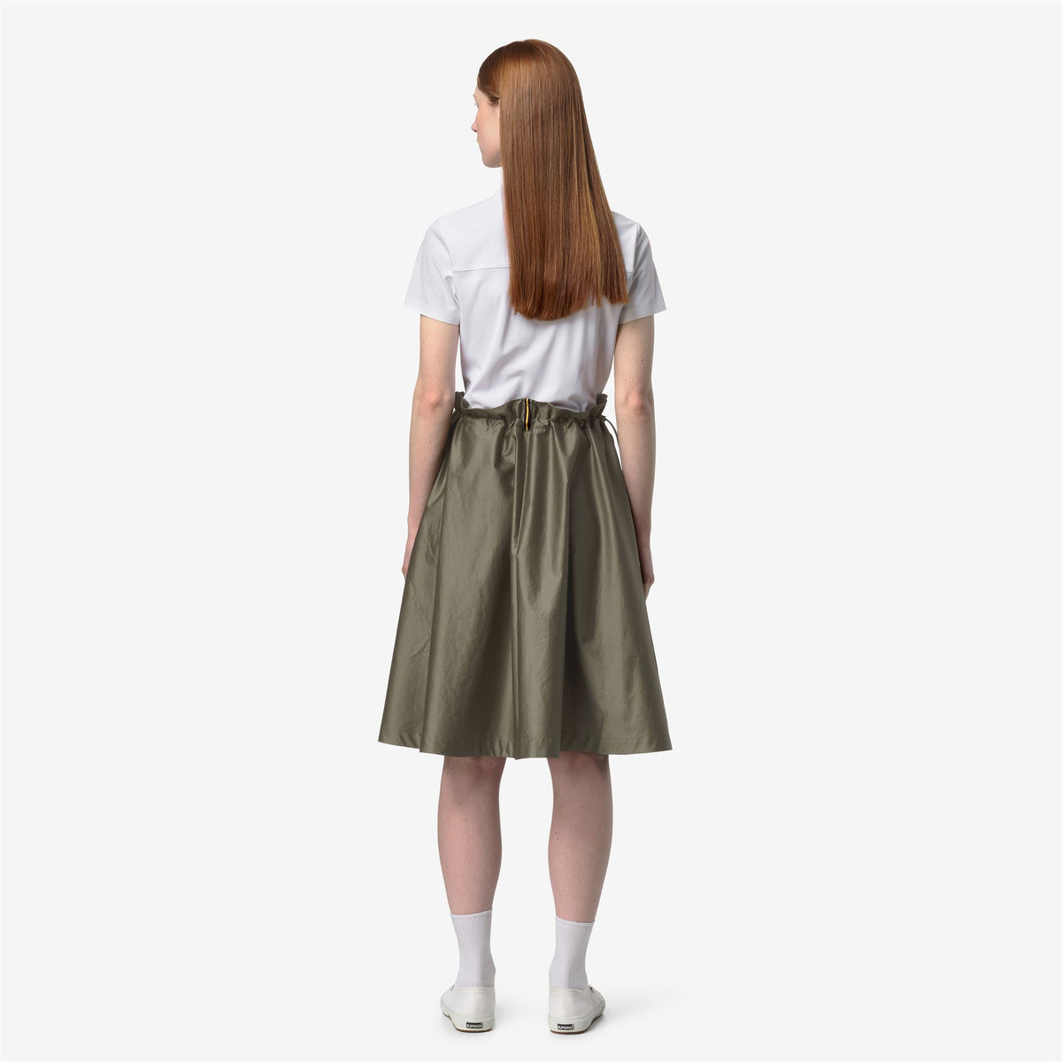 Skirts_Woman_GAELAL SHINY COTTON_Longuette_Green Lichen - Commercial 6