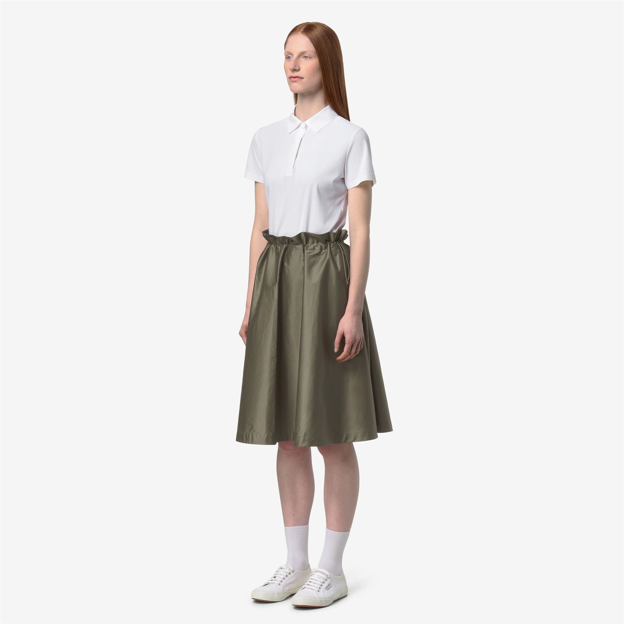 Skirts_Woman_GAELAL SHINY COTTON_Longuette_Green Lichen - Commercial 5