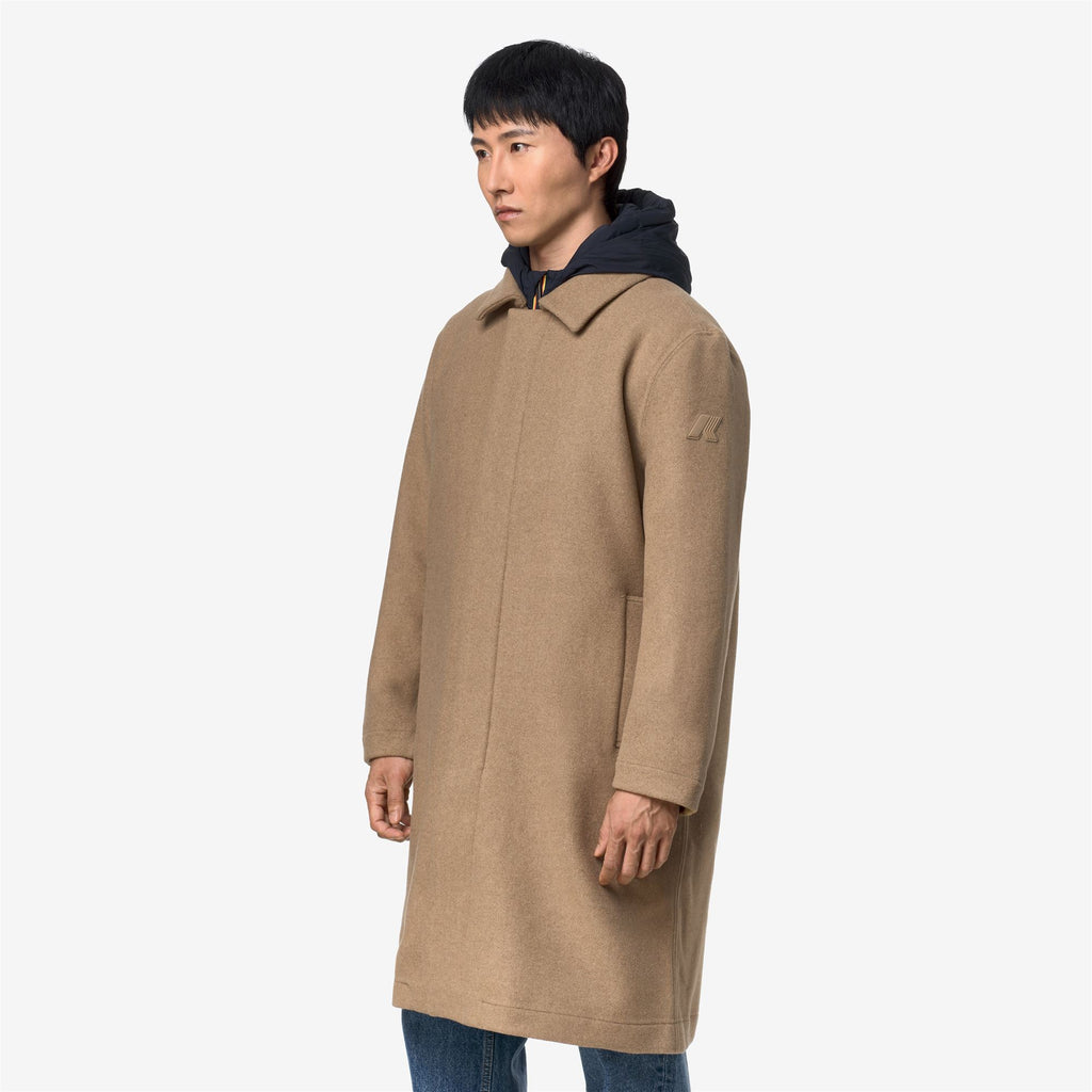 Jackets_Man_POIROL WOOL NYLON_3/4 Length_Beige Khaki - Blue Depth - Commercial 5