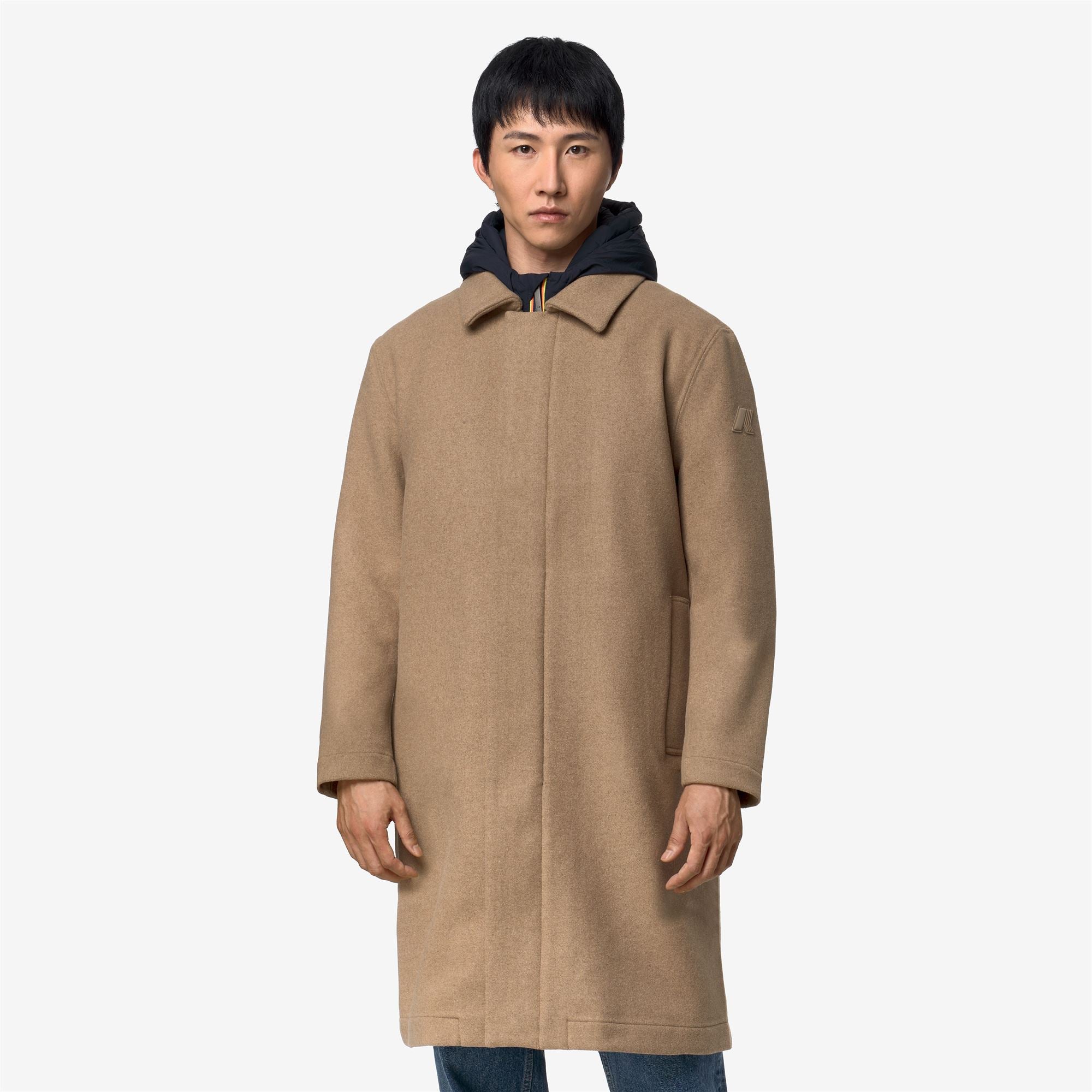 Jackets_Man_POIROL WOOL NYLON_3/4 Length_Beige Khaki - Blue Depth - Commercial 4