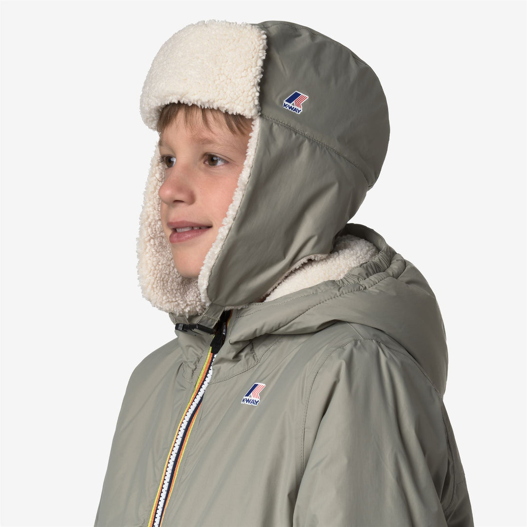 Green unisex Kids Trapper Cap with Sherpa Lining main