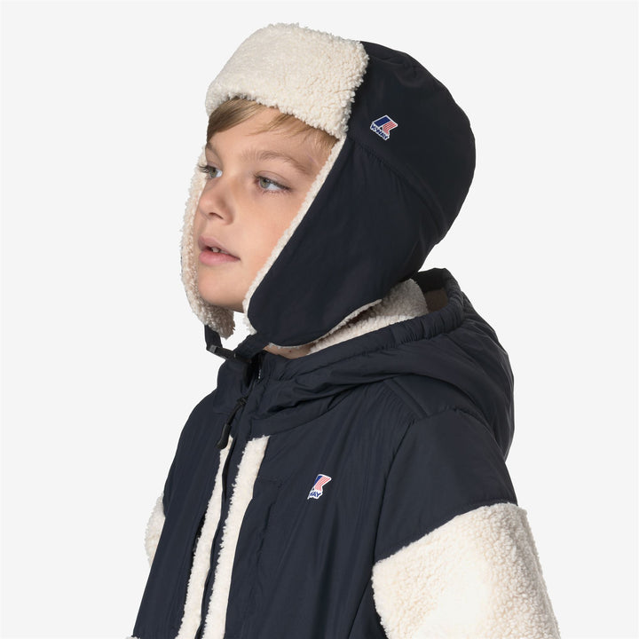 Blue unisex Kids Trapper Hat with Sherpa Lining 2