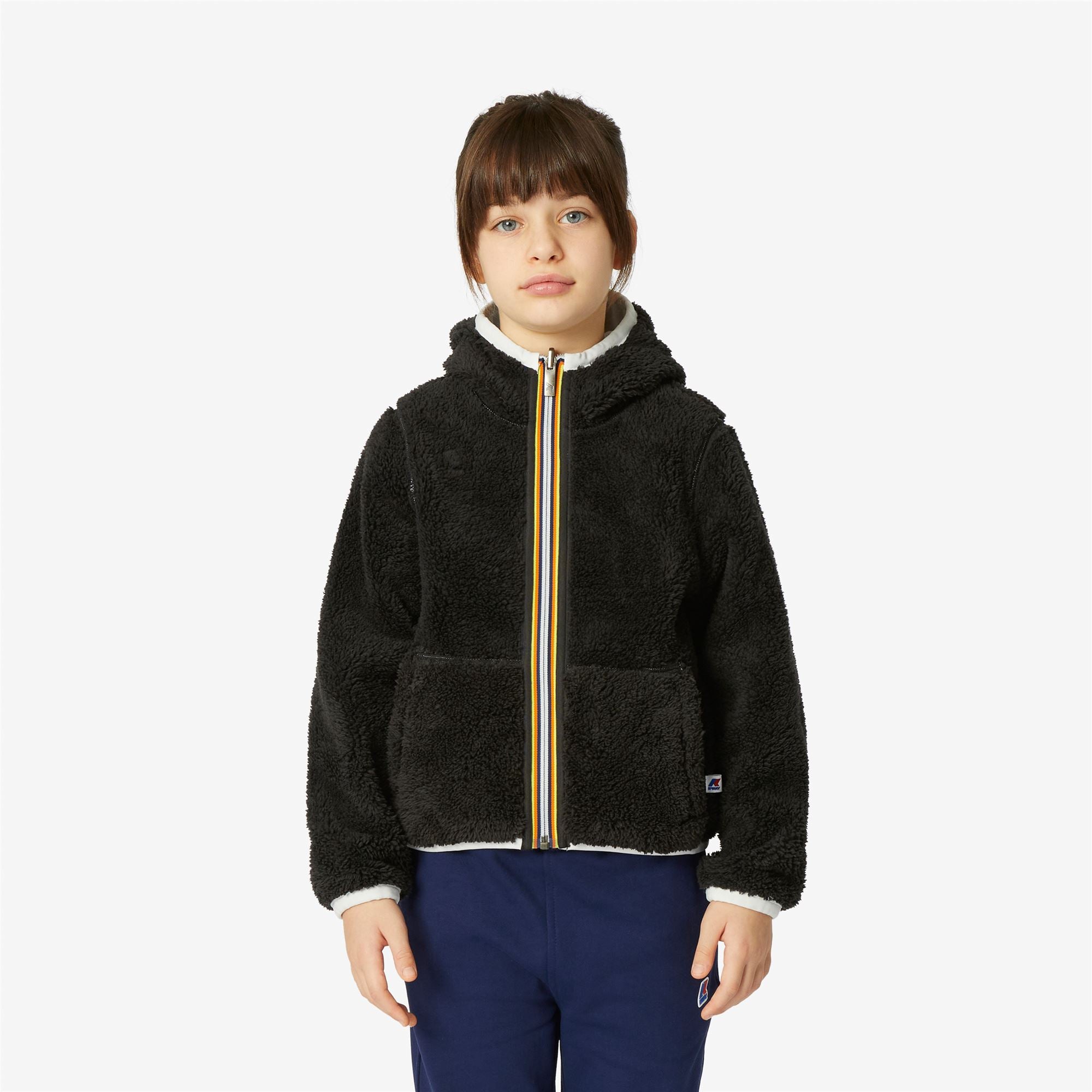 Fleece_Girl_P. LILY POLAR DOUBLE_Jacket_White Milk - Black Pure - Commercial 7