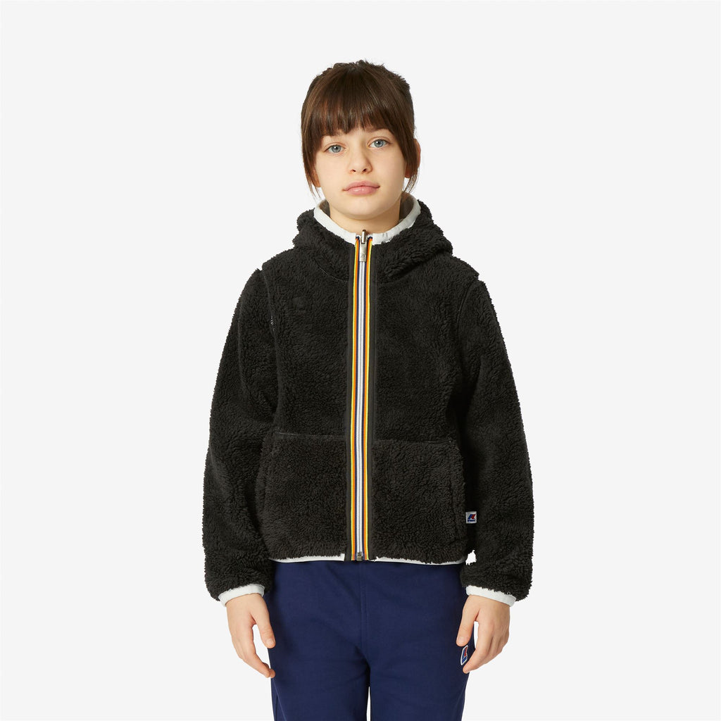Fleece_Girl_P. LILY POLAR DOUBLE_Jacket_White Milk - Black Pure - Commercial 7