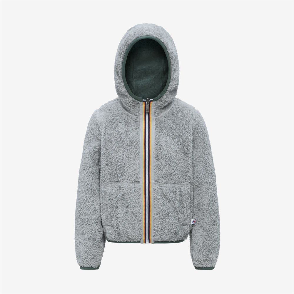 Green grey Girl's Reversible Fleece Jacket 02
