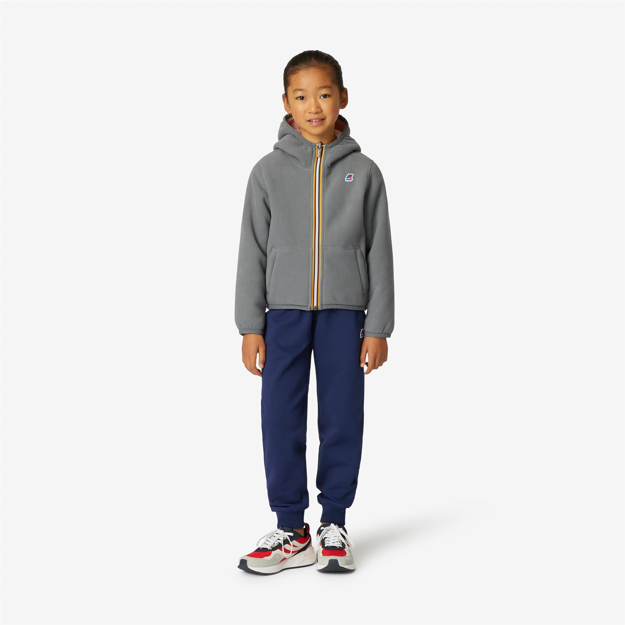 Fleece_GIRL_P. LILY POLAR DOUBLE_Jacket_Grey Md Steel - Pink Dafne - Commercial 4