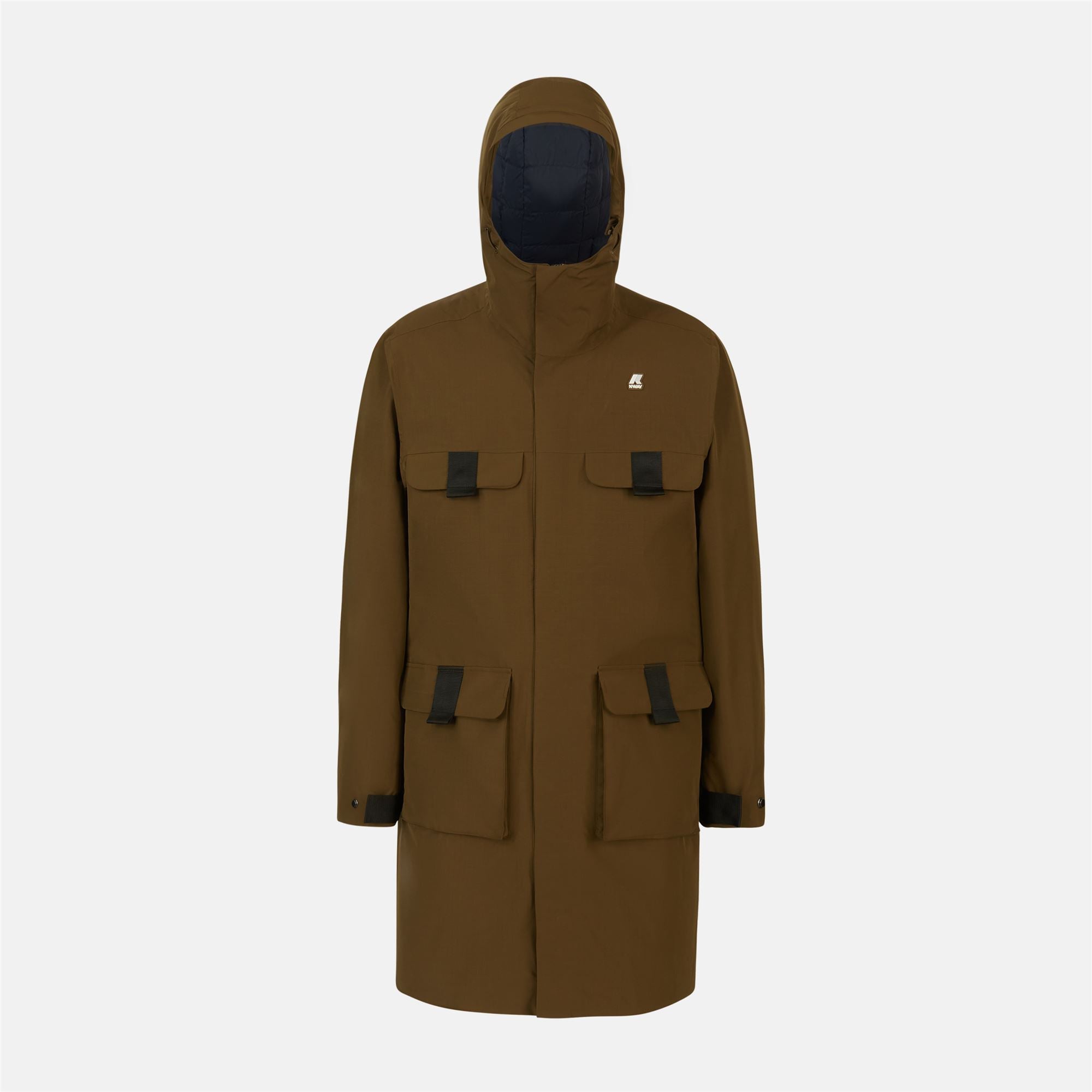 Jackets_Man_PAROL  RIPSTOP_Long_Brown Butternut - Blue Depth - Commercial 1