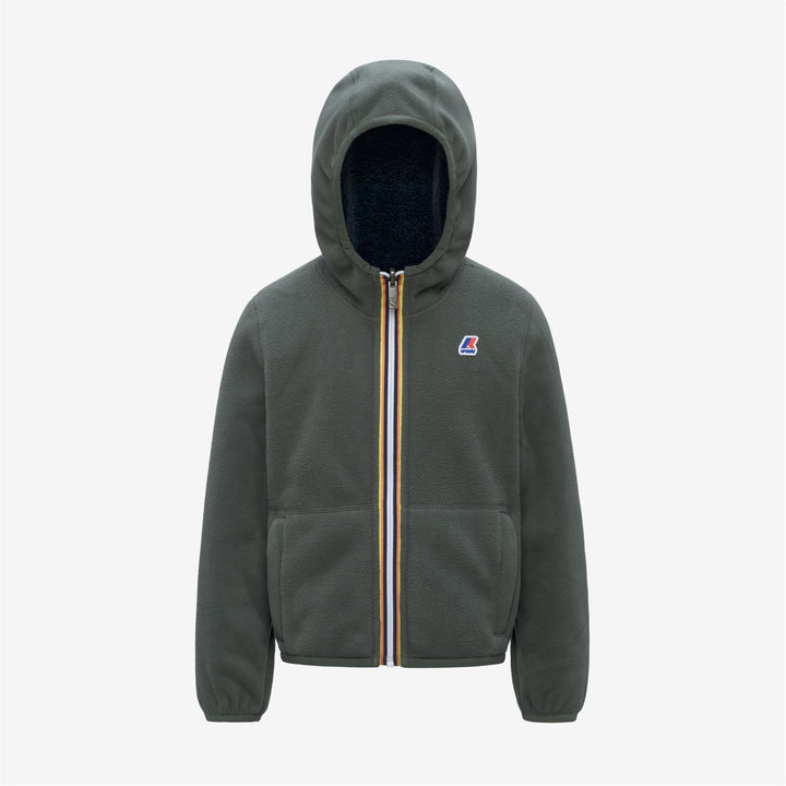 Chaqueta polar reversible verde para niño con bolsillos 2
