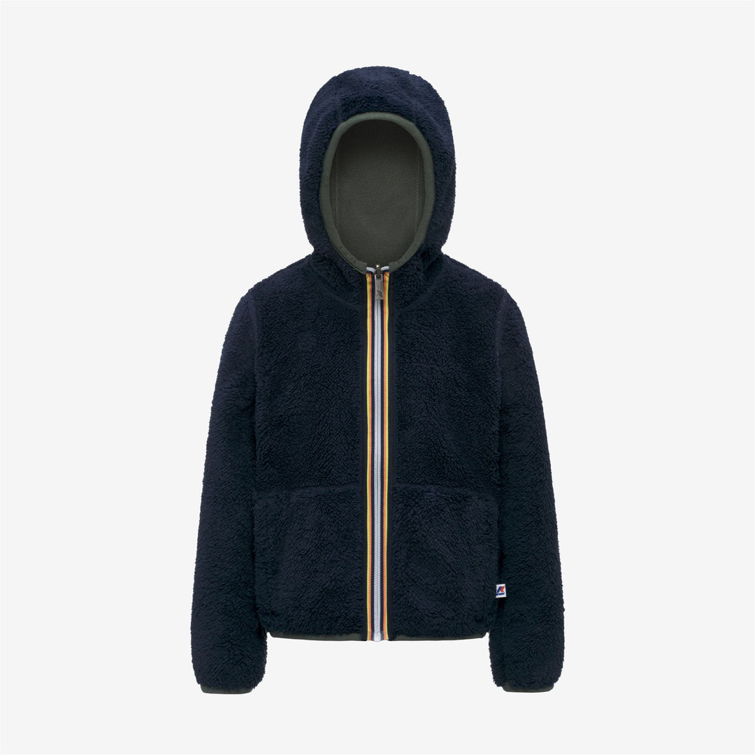 Chaqueta polar reversible verde para niño con bolsillos 01